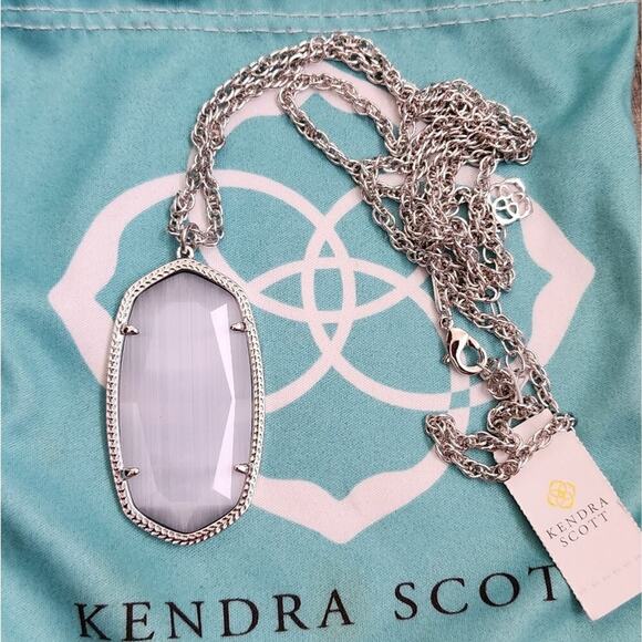 Kendra Scott Rhodium silver skate Grey cats eye Reid Rae? necklace new! - Picture 1 of 2